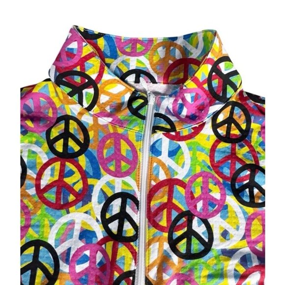 IBKUL Women’s Sz S Peri Peace Sign Long Sleeve Mock Golf Shirt UPF 50+ - Picture 7 of 9